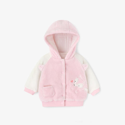 英氏-童衣类（冬）C9英针短帽外套 英氏粉 商品图0