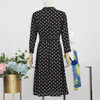FOCALS福柯斯秋季半高领八分袖修身波点印花连衣裙FYJCX602GV 商品缩略图2