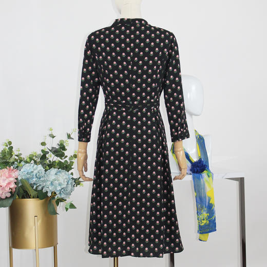 FOCALS福柯斯秋季半高领八分袖修身波点印花连衣裙FYJCX602GV 商品图2