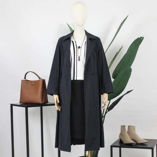 FOCALS福柯斯春秋新款收腰过膝中长款轻薄外套风衣FYJAF038B7 商品图3
