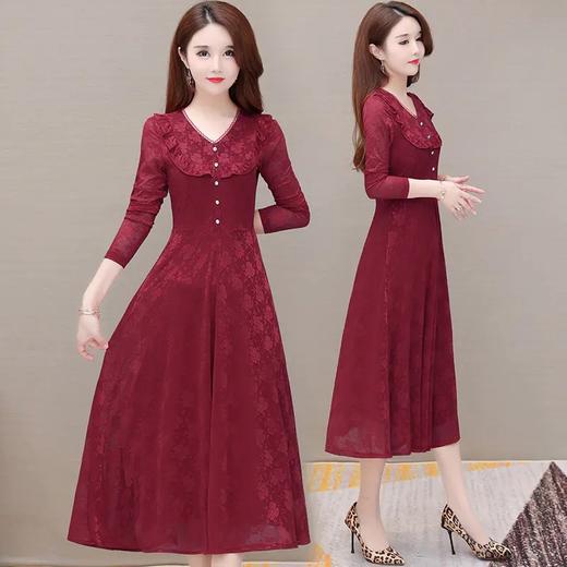 YWE-TYH21G058秋装新款气质优雅长袖暗花连衣裙 商品图0