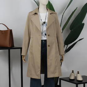 FOCALS福柯斯春秋新款宽松休闲单排扣收腰中长款风衣FYJCF638