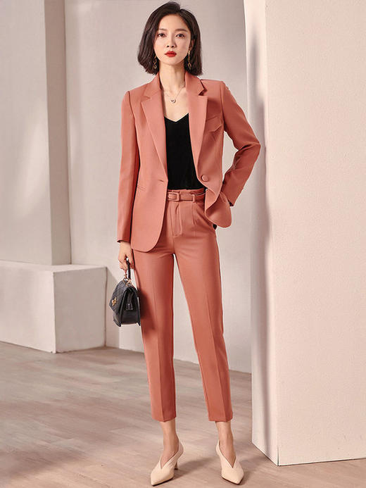剩S/XXL 米思阳春装新款时尚套装修身职业小西装直筒裤两件套女0036 商品图3