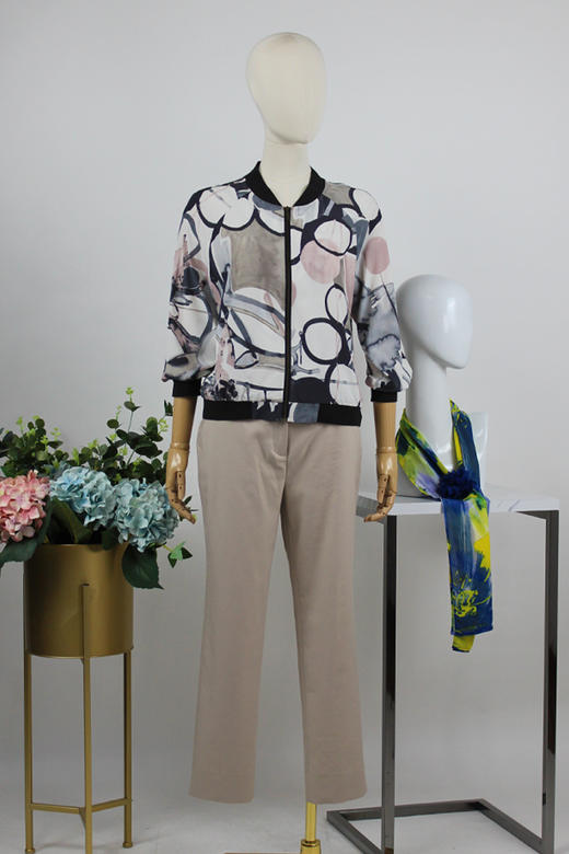 FOCALS福柯斯女装秋季新款桑蚕丝防晒夹克棒球服外套FRG2J020AV 商品图5