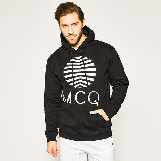 MCQ 麦昆 男士棉质徽标印花连帽长袖卫衣 黑色 545412 ROT08 1000 商品图1