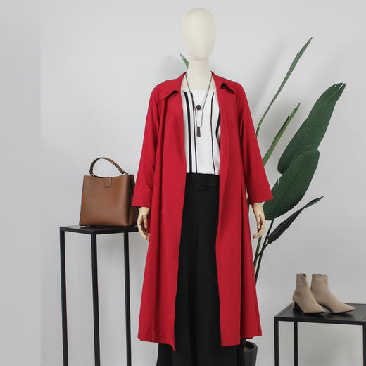 FOCALS福柯斯春秋新款宽松休闲设计风长款过膝外套风衣FYJAF011 商品图3