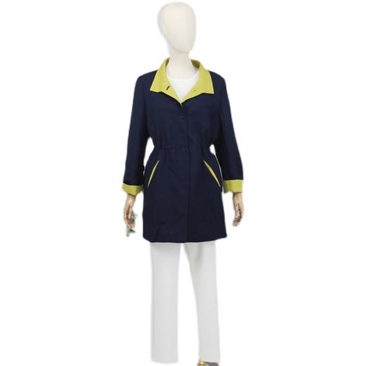 FOCALS福柯斯春秋新款宽松休闲撞色拼接中长款外套风衣FYWAF062B7 商品图4