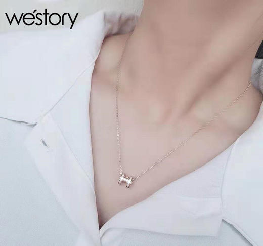 2021年新款H字母项链纯银天然贝母轻奢项链W51CB0900121 商品图0