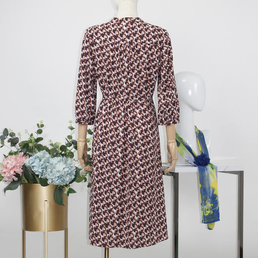 FOCALS福柯斯秋季新款圆领七分袖字母印花时尚连衣裙F2YCX687RK 商品图2