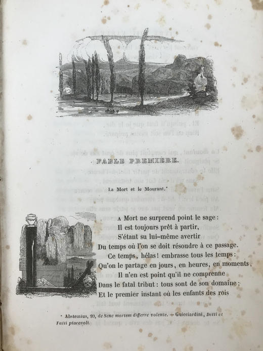 【法语】1838年 拉封丹寓言（卷2） 格兰维尔数十幅版画插图 真皮脊精装大32开 商品图3