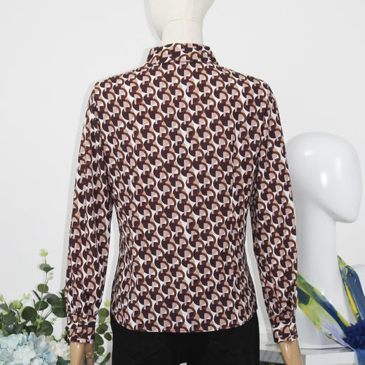 FOCALS福柯斯女装秋季新款休闲长袖字母印花上衣衬衫F2YCS686RK 商品图2