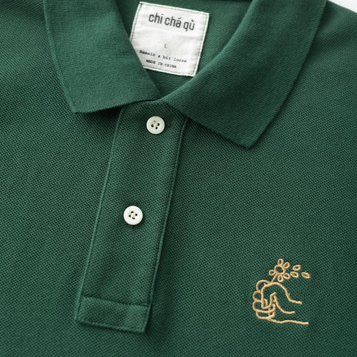 吃茶去chichaqu重磅POLO衫 刺绣握花 商品图2