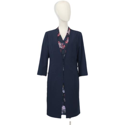 FOCALS福柯斯秋季针织印花假两件七分袖修身印花连衣裙F2YAX008BZ 商品图4