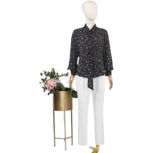 FOCALS福柯斯女装夏季新款重磅桑蚕丝中长款印花衬衫FRGAS009NV 商品图4