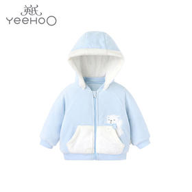 英氏-童衣类（冬）C9英针短帽外套 英氏蓝