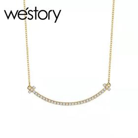 2021年新款轻奢纯银笑脸微笑项链W51CB0900421