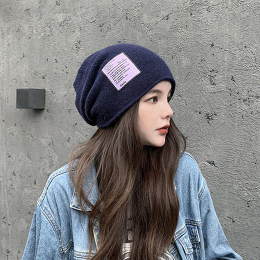 韩版百搭针织帽网红可爱圆脸毛线帽 商品图4