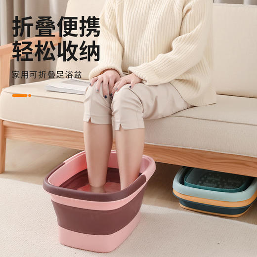 可折叠泡脚桶塑料洗脚盆家用足浴盆便携式过小腿按摩洗脚桶高深桶 商品图2