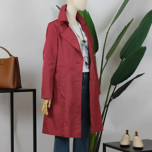 FOCALS福柯斯春秋新款宽松休闲单排扣收腰中长款风衣FYJCF638 商品图3