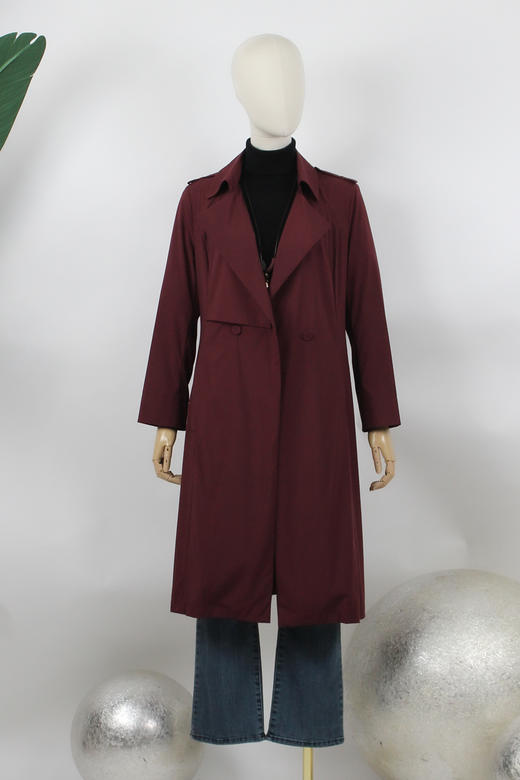 FOCALS福柯斯春秋新款过膝收腰休闲中长款外套风衣FYBCF568R3 商品图5