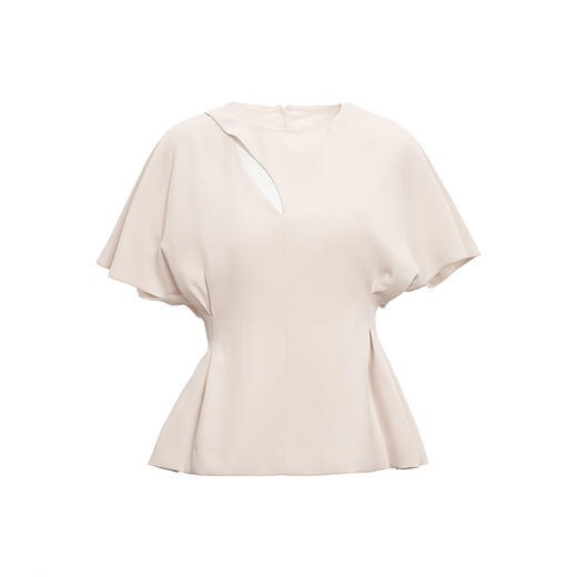 【镂空戏法】细叶镂空对折收腰落肩造型米白上衣/ 00203 商品图4