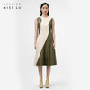 【伊甸花园】流畅曲线橄榄绿撞色拼皮收腰连衣裙/0000727 商品缩略图0