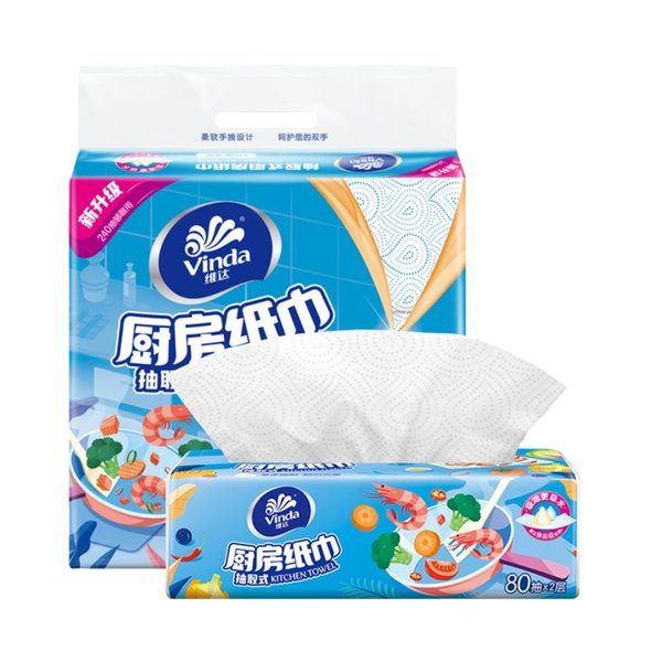 KJ  维达【厨房纸巾】80抽*2层*3包