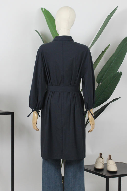 FOCALS福柯斯春秋新款宽松休闲立领中长款风衣FYBAF058B7 商品图2