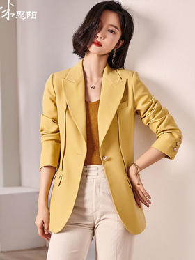 剩S 米思阳2022秋装新款时尚减龄职场西装修身显瘦休闲西服外套女0283