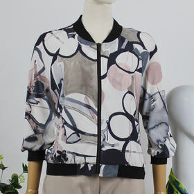 FOCALS福柯斯女装秋季新款桑蚕丝防晒夹克棒球服外套FRG2J020AV