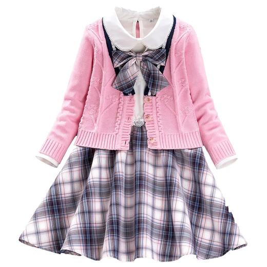 ALBL21032新款长袖韩版格子裙儿童两件套潮 商品图4