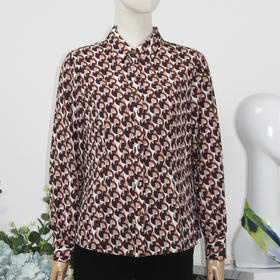 FOCALS福柯斯女装秋季新款休闲长袖字母印花上衣衬衫F2YCS686RK