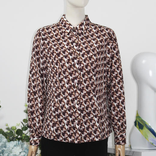 FOCALS福柯斯女装秋季新款休闲长袖字母印花上衣衬衫F2YCS686RK 商品图0