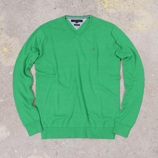 薄款 premium cotton 彩色内衬领条 V领毛衣/针织衫 T-1069 商品图9