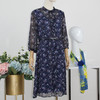 FOCALS福柯斯秋季七分袖碎花修身雪纺印花连衣裙FRGAX160BV 商品缩略图1