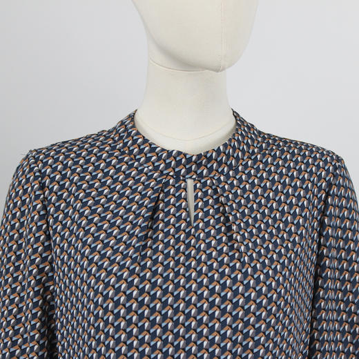 FOCALS福柯斯秋季七分袖休闲几何印花圆领连衣裙FYJCX713BV 商品图3