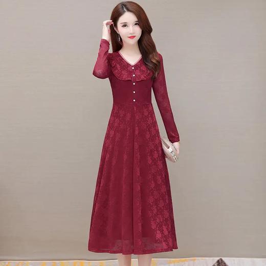 YWE-TYH21G058秋装新款气质优雅长袖暗花连衣裙 商品图3