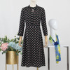 FOCALS福柯斯秋季半高领八分袖修身波点印花连衣裙FYJCX602GV 商品缩略图0