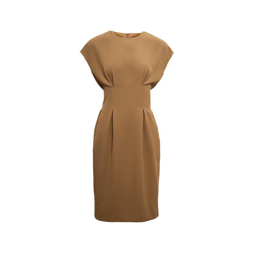 【日落金沙】轻褶设计暖沙黄高腰落肩茧形连衣裙/0000729A 商品图4