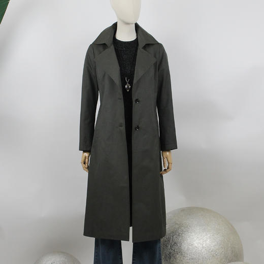 FOCALS福柯斯春秋新款收腰过膝单排扣中长款外套风衣FYQCF653GH 商品图0