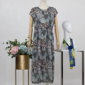 FOCALS福柯斯秋季雪纺印花宽松印花连衣裙FYJ2X168BV