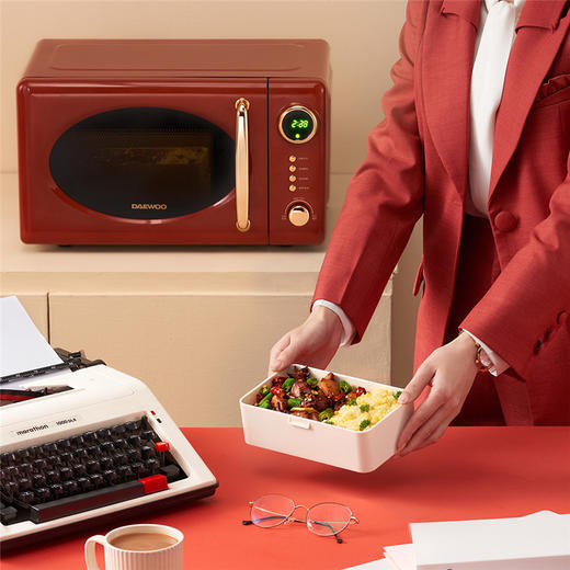 韩国大宇微波炉网红家用小型迷你转盘式蒸烤一体复古光波炉转盘式 商品图6