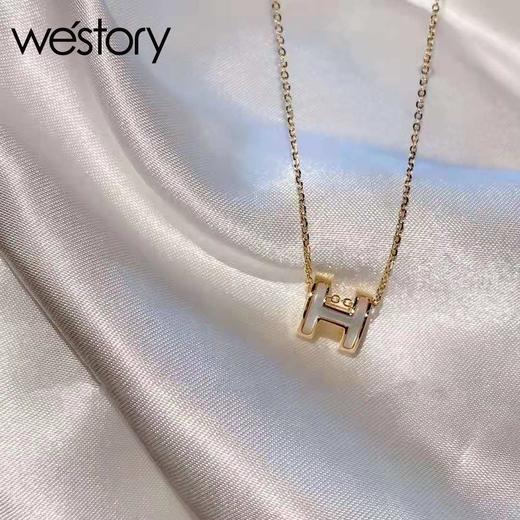 2021年新款H字母项链纯银天然贝母轻奢项链W51CB0900121 商品图3