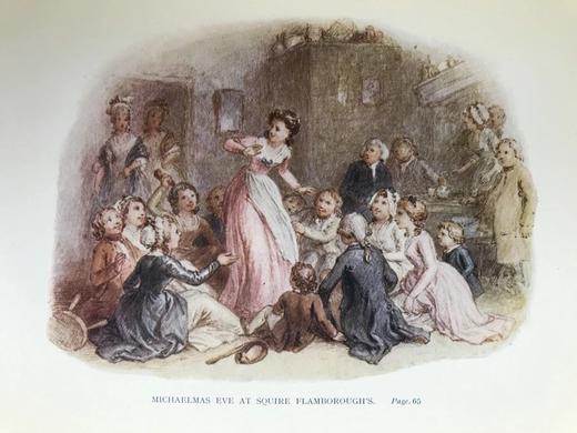 1927年 戈德史密斯《威克菲尔德牧师》 8幅彩色插图 漆布精装大32开 商品图8