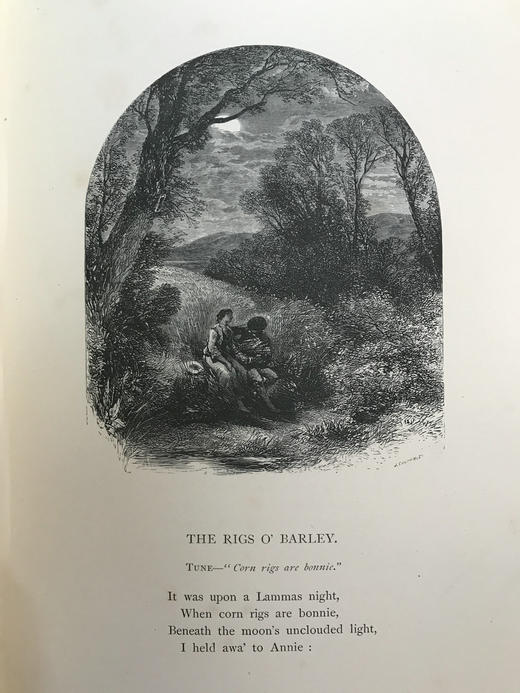 1861年 彭斯诗集 50余幅版画插图 漆布精装18开 商品图10