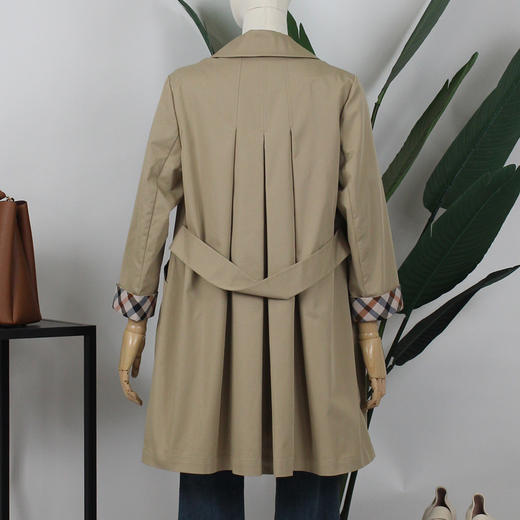 FOCALS福柯斯春秋新款宽松休闲格子拼接中长款外套风衣FYBAF057 商品图1