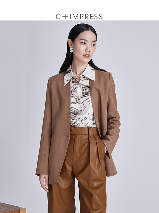 西嘉C+IMPRESS/西嘉【日本面料】简约一粒扣西装外套女春秋小个子西服 商品图0