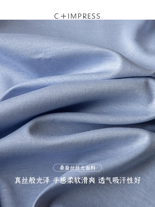西嘉C+IMPRESS西嘉桑蚕丝免烫 v领T恤圆领短袖纯色简约上衣夏季薄款女 商品图2
