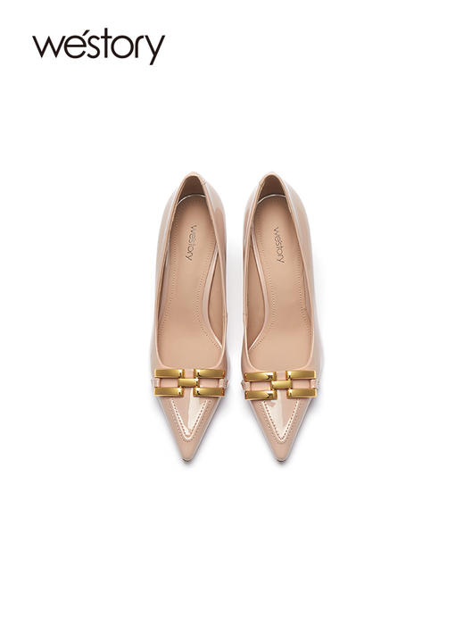 westory女鞋2021秋季新款光面尖头细跟高跟鞋宴会单鞋W21CE70891 商品图3