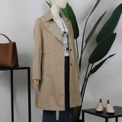 FOCALS福柯斯春秋新款宽松休闲单排扣收腰中长款风衣FYJCF638 商品图1